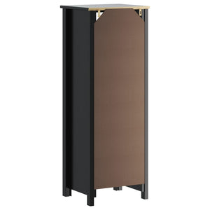 Badschrank BERG Schwarz 40x34x110 cm Massivholz Kiefer Stilecasa