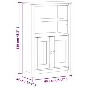 Badschrank BERG Weiß 69,5x34x110 cm Massivholz Kiefer