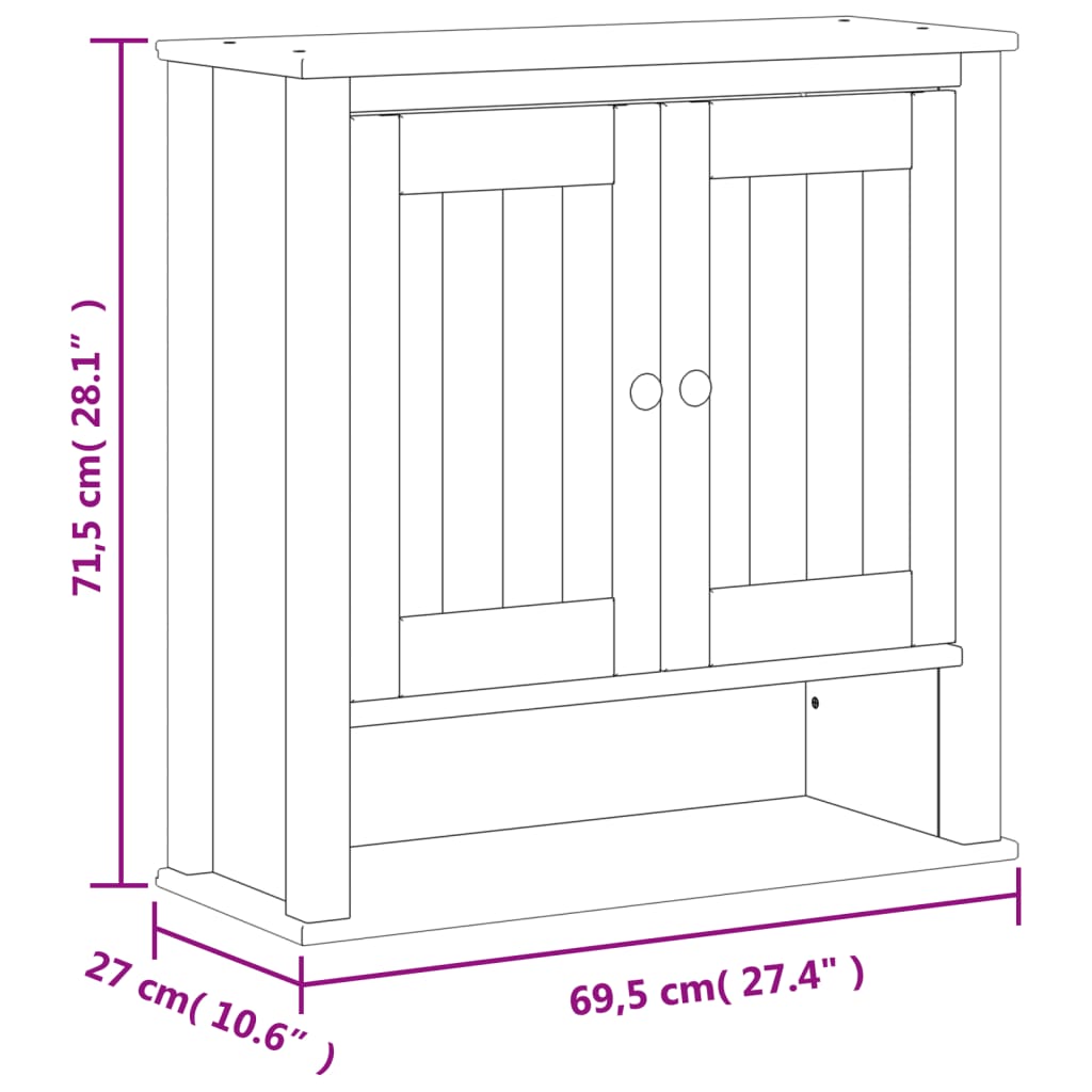 Bad-Wandschrank BERG Weiß 69,5x27x71,5 cm Massivholz