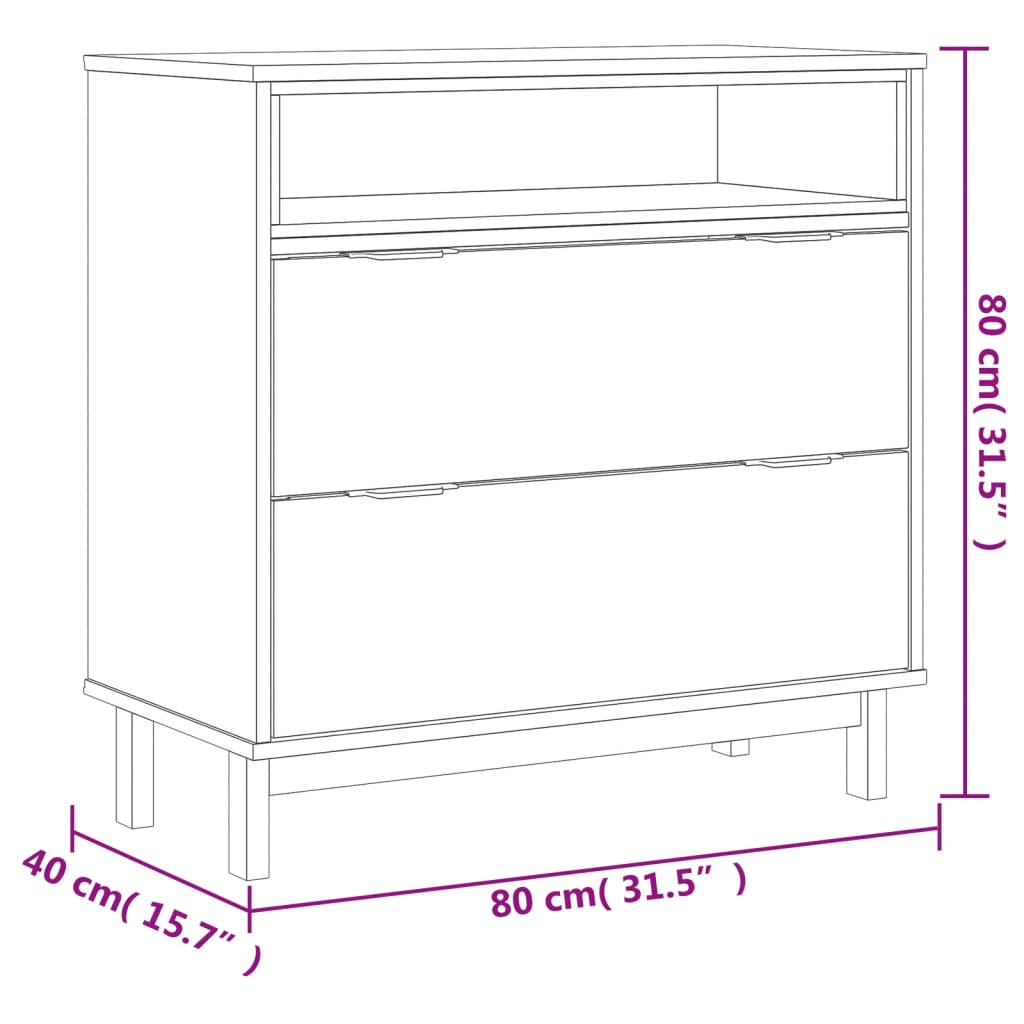 Schubladenschrank FLAM 80x40x80 cm Massivholz Kiefer