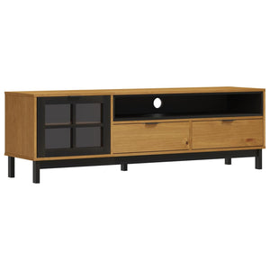 vidaXL TV-Schrank mit Glastür FLAM 158x40x50 cm Massivholz Kiefer