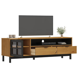 vidaXL TV-Schrank mit Glastür FLAM 158x40x50 cm Massivholz Kiefer