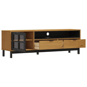 vidaXL TV-Schrank mit Glastür FLAM 158x40x50 cm Massivholz Kiefer