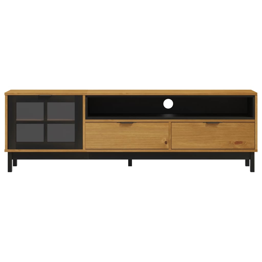 vidaXL TV-Schrank mit Glastür FLAM 158x40x50 cm Massivholz Kiefer