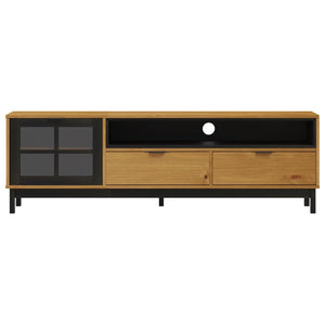 vidaXL TV-Schrank mit Glastür FLAM 158x40x50 cm Massivholz Kiefer