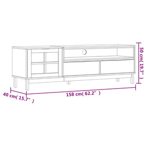 vidaXL TV-Schrank mit Glastür FLAM 158x40x50 cm Massivholz Kiefer