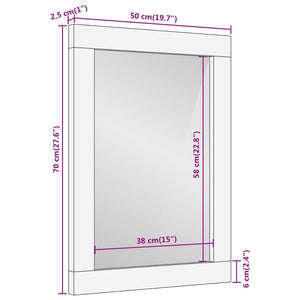 vidaXL Badspiegel 50x70x2,5 cm Massivholz Mango und Glas