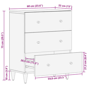 vidaXL Beistellschrank 60x33x75 cm Massivholz Mango