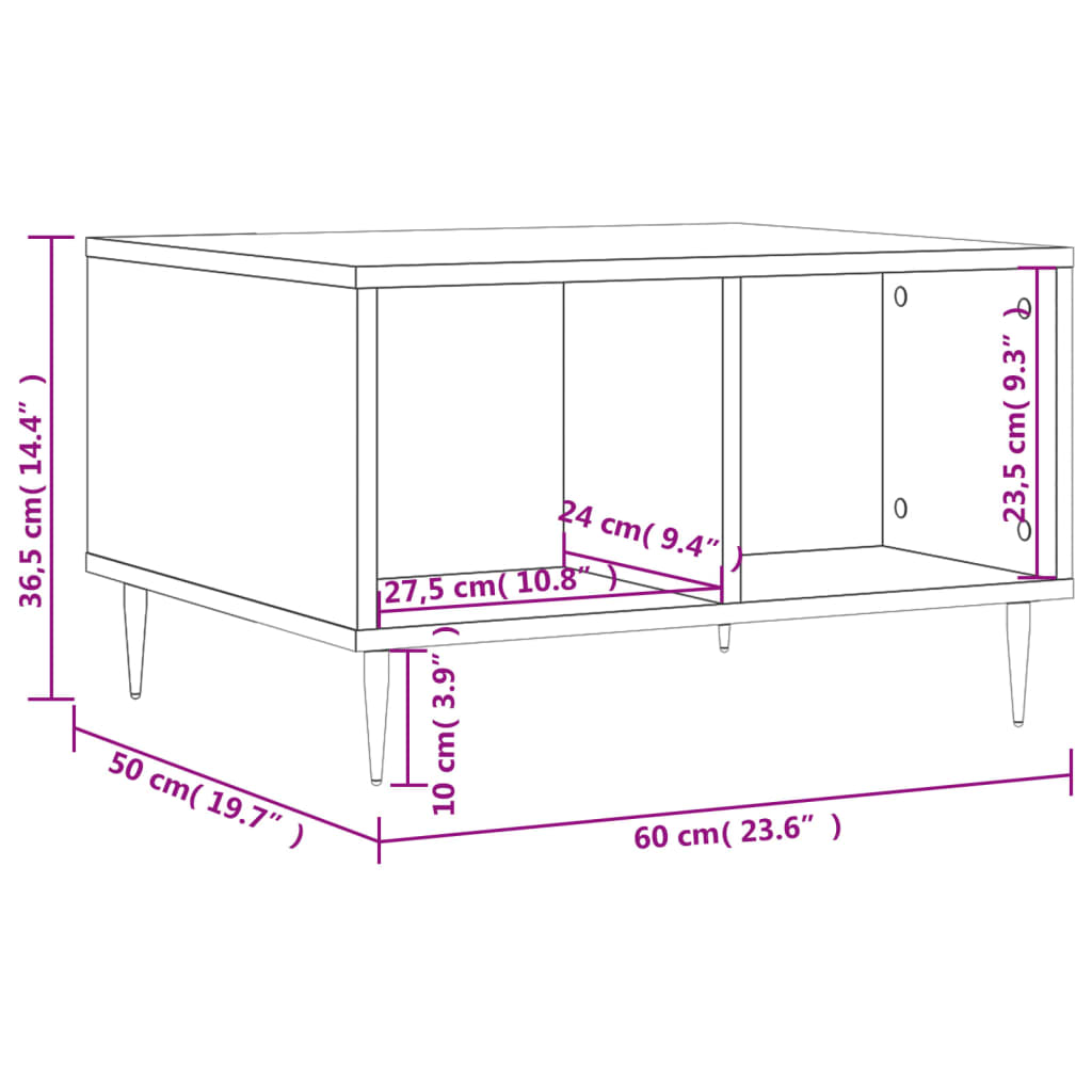 vidaXL Couchtisch Grau Sonoma 60x50x36,5 cm Holzwerkstoff