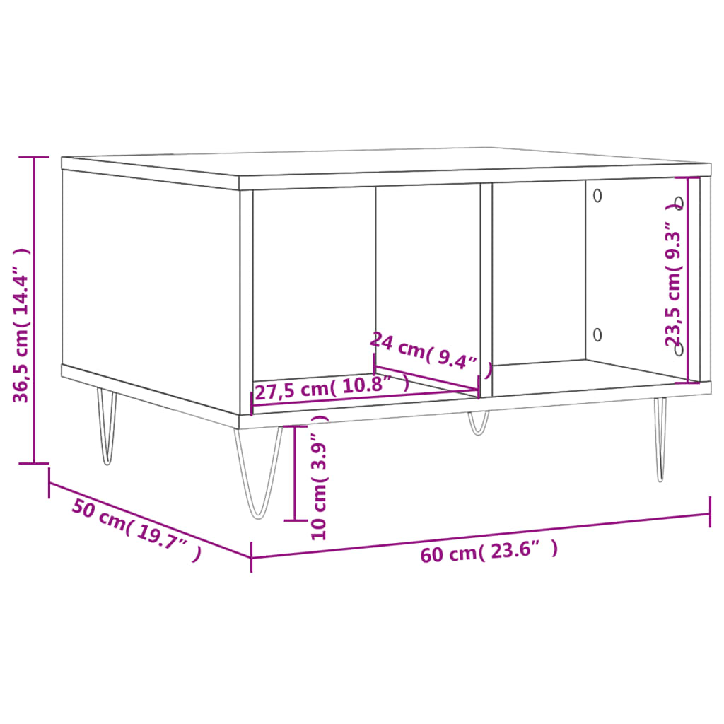 vidaXL Couchtisch Grau Sonoma 60x50x36,5 cm Holzwerkstoff