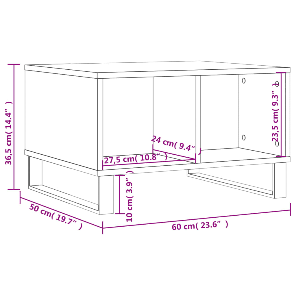 vidaXL Couchtisch Hochglanz-Weiß 60x50x36,5 cm Holzwerkstoff