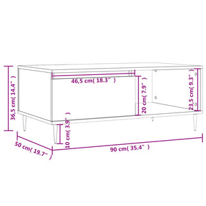 vidaXL Couchtisch Sonoma-Eiche 90x50x36,5 cm Holzwerkstoff