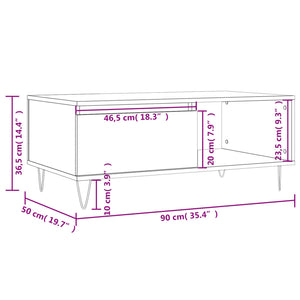 vidaXL Couchtisch Braun Eichen-Optik 90x50x36,5 cm Holzwerkstoff