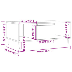 vidaXL Couchtisch Grau Sonoma 90x50x36,5 cm Holzwerkstoff