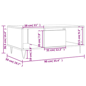 vidaXL Couchtisch Hochglanz-Weiß 90x50x36,5 cm Holzwerkstoff