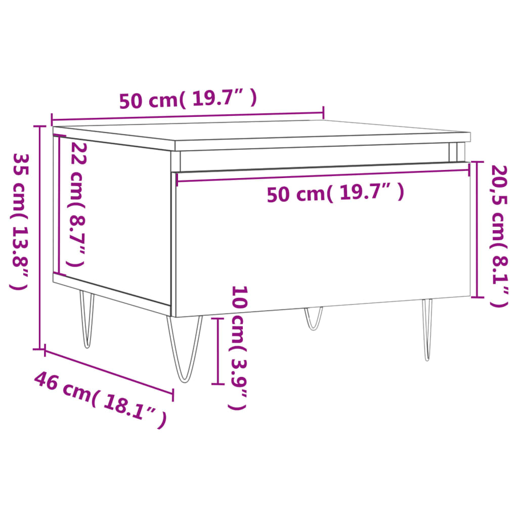 vidaXL Couchtisch Schwarz 50x46x35 cm Holzwerkstoff