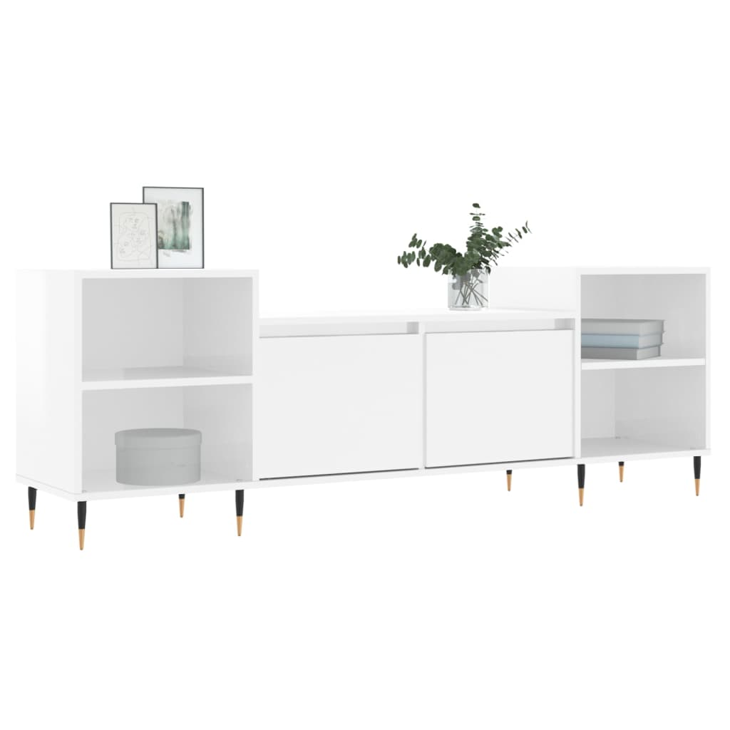 vidaXL TV-Schrank Hochglanz-Weiß 160x35x55 cm Holzwerkstoff