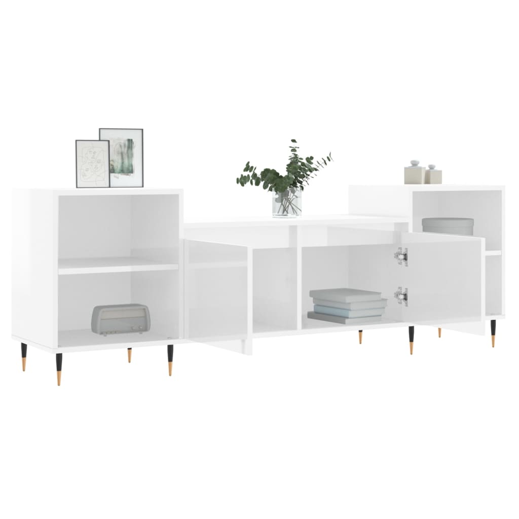 vidaXL TV-Schrank Hochglanz-Weiß 160x35x55 cm Holzwerkstoff