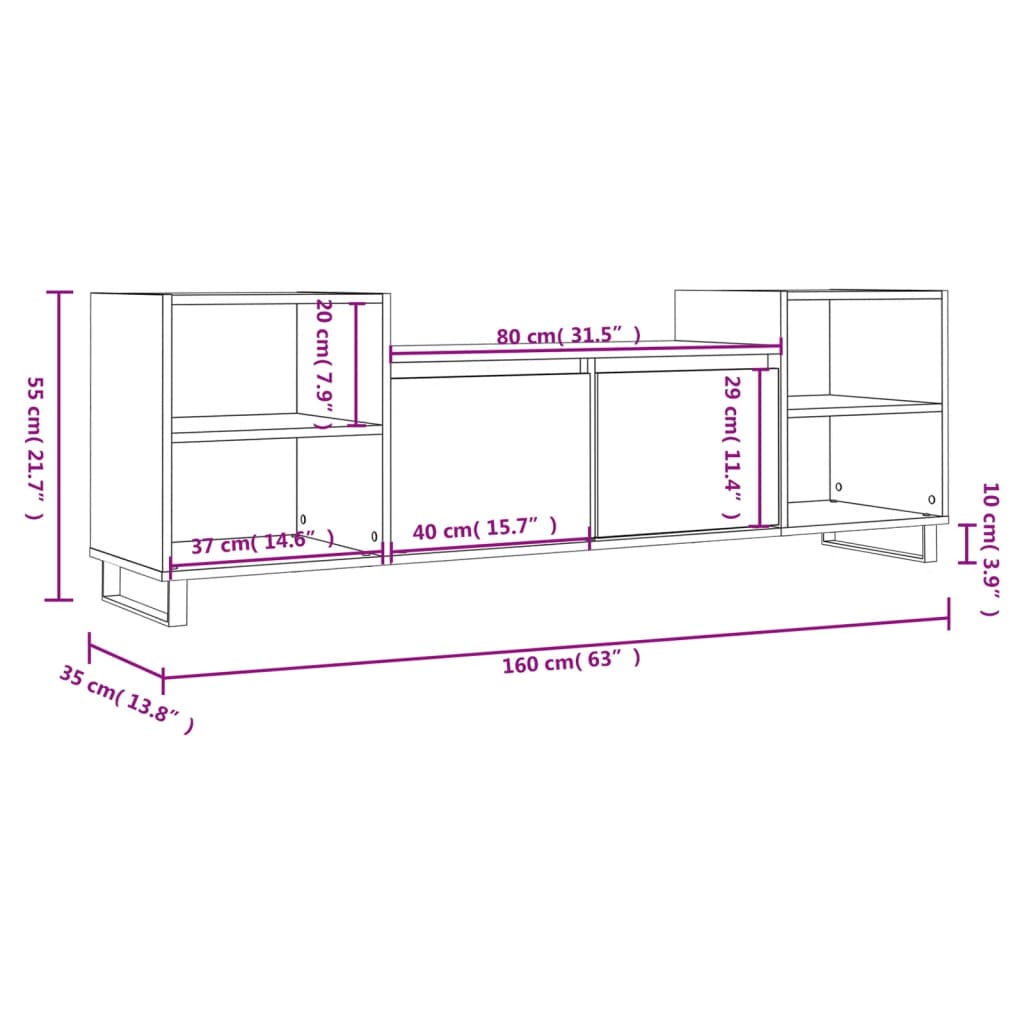 vidaXL TV-Schrank Weiß 160x35x55 cm Holzwerkstoff