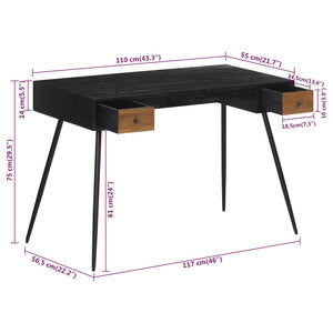 vidaXL Schreibtisch 117x56,5x75 cm Recyceltes Massivholz Teak