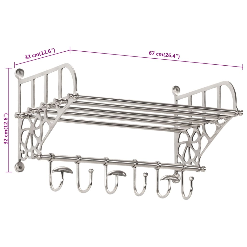 vidaXL Wandgarderobe mit Kleiderhaken Aluminium