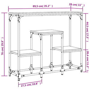 vidaXL Konsolentisch Grau Sonoma 89,5x28x76 cm Holzwerkstoff