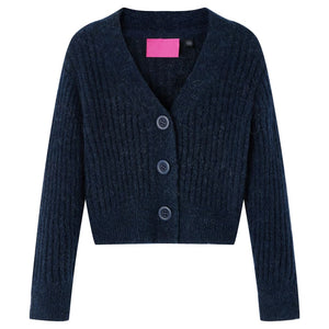 Kinder-Strickjacke Marineblau 128