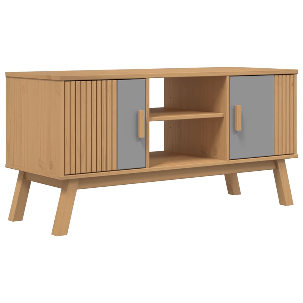 vidaXL TV-Schrank OLDEN Grau und Braun 114x43x57 cm Massivholz Kiefer