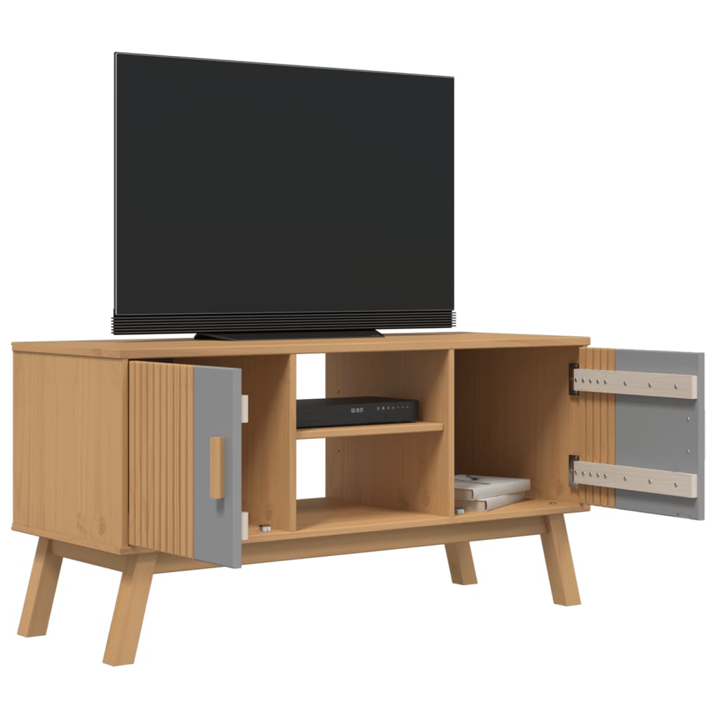 vidaXL TV-Schrank OLDEN Grau und Braun 114x43x57 cm Massivholz Kiefer