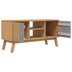 vidaXL TV-Schrank OLDEN Grau und Braun 114x43x57 cm Massivholz Kiefer