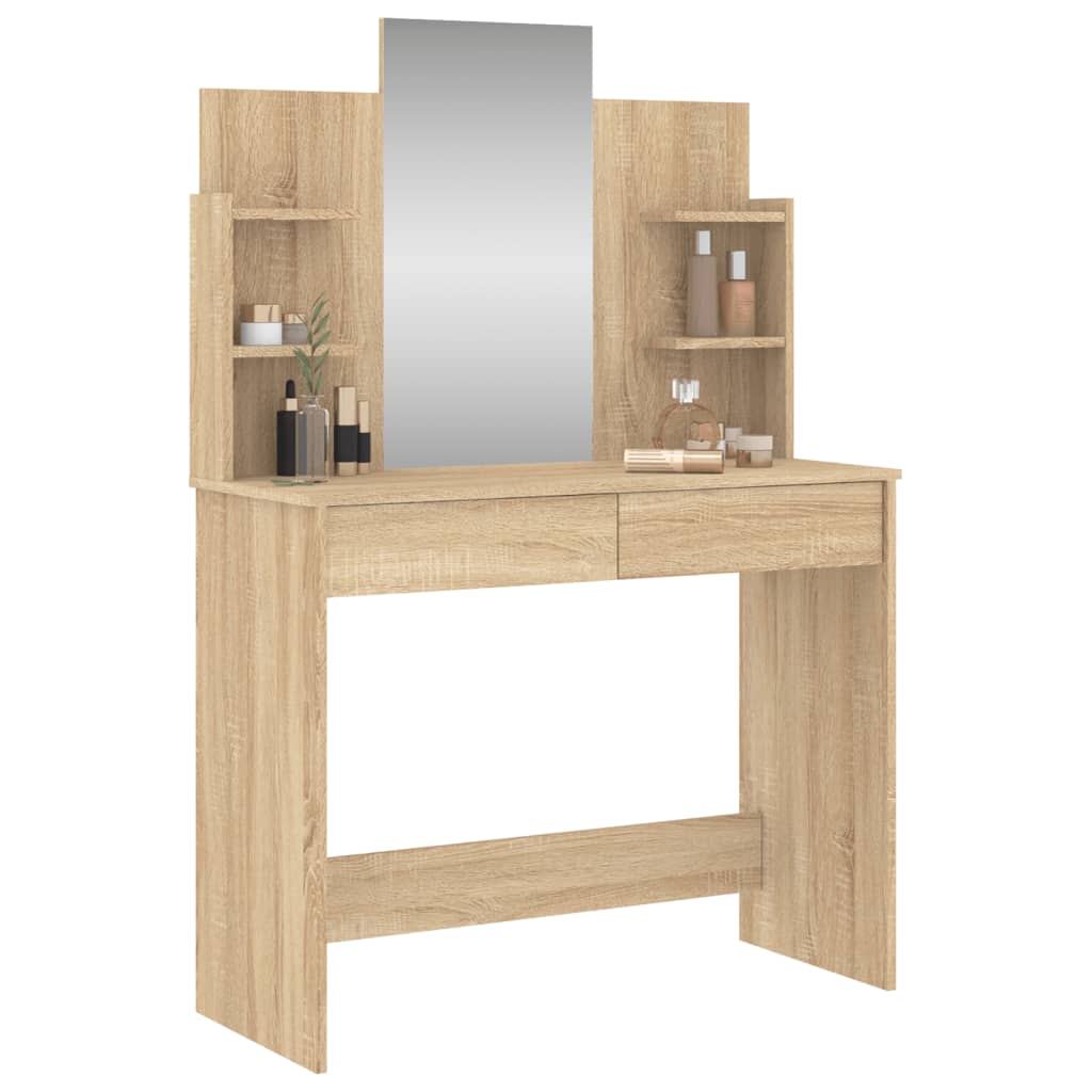 Schminktisch mit Spiegel Sonoma-Eiche 96x39x142 cm Stilecasa