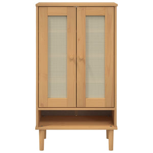 Schuhschrank SENJA Rattan-Optik Braun 59,5x35x107cm Kiefernholz