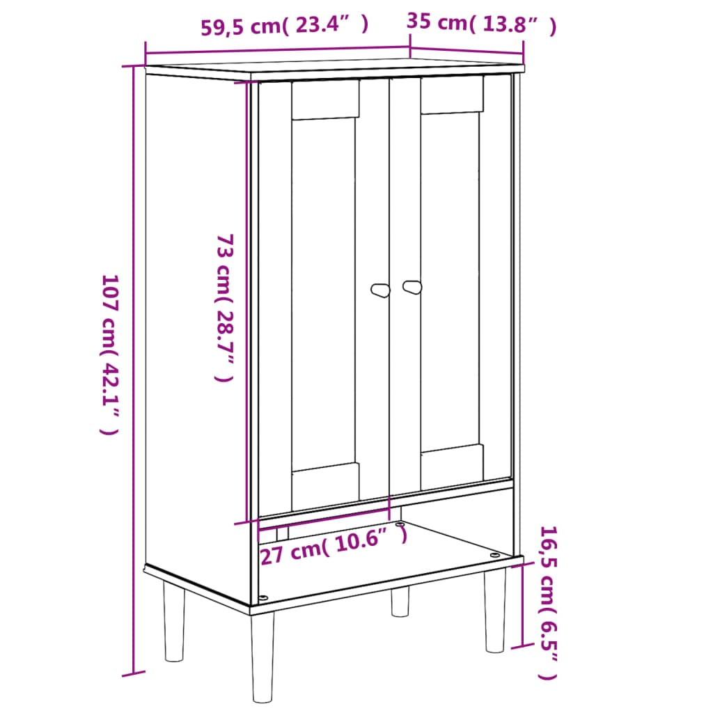 Schuhschrank SENJA Rattan-Optik Braun 59,5x35x107cm Kiefernholz