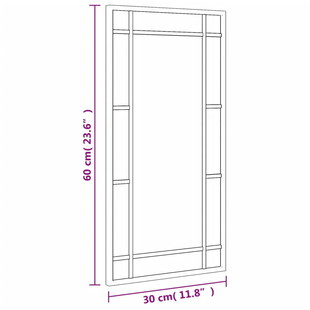 Wandspiegel Schwarz 30x60 cm Rechteckig Eisen Stilecasa