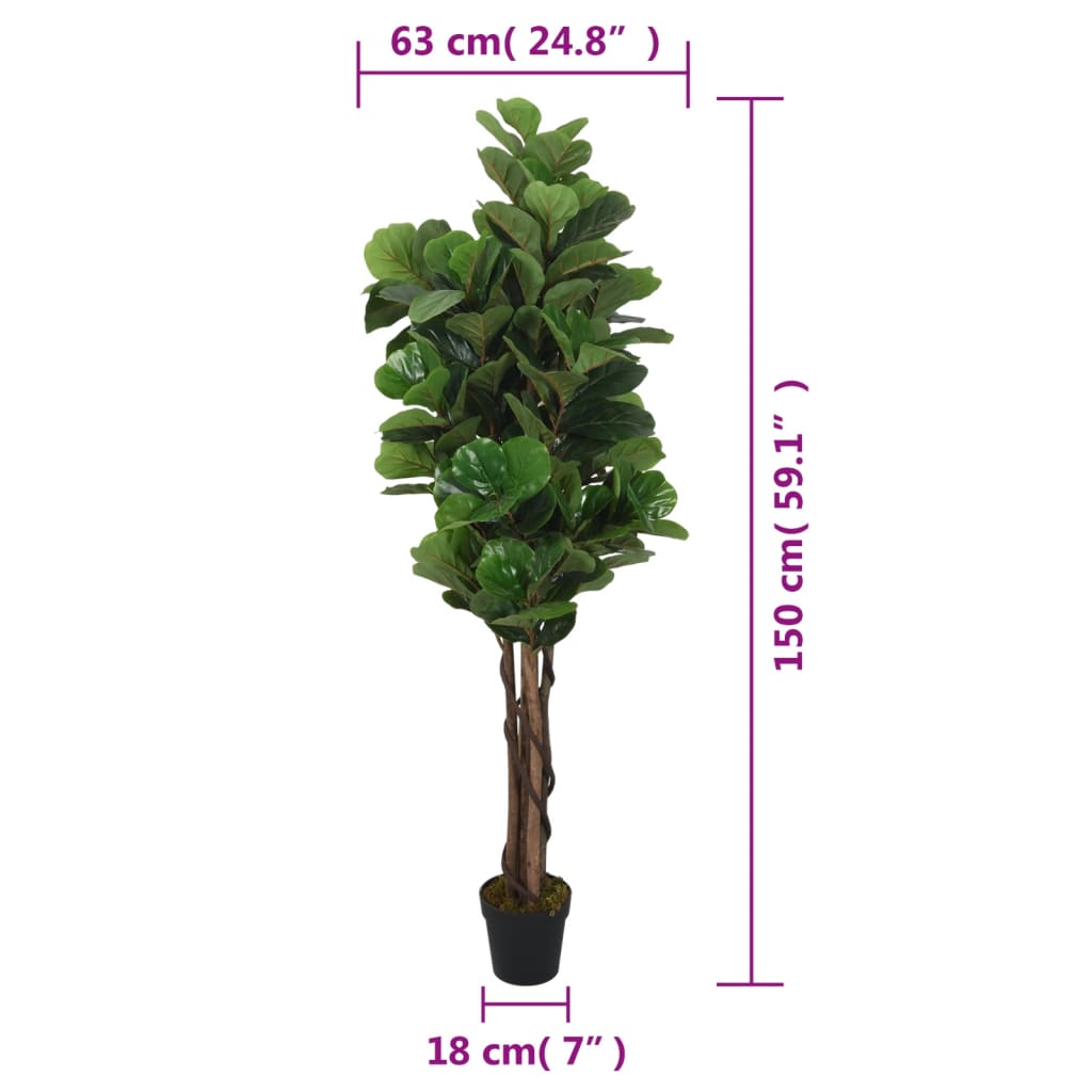 vidaXL Feigenbaum Künstlich 180 Blätter 150 cm Grün