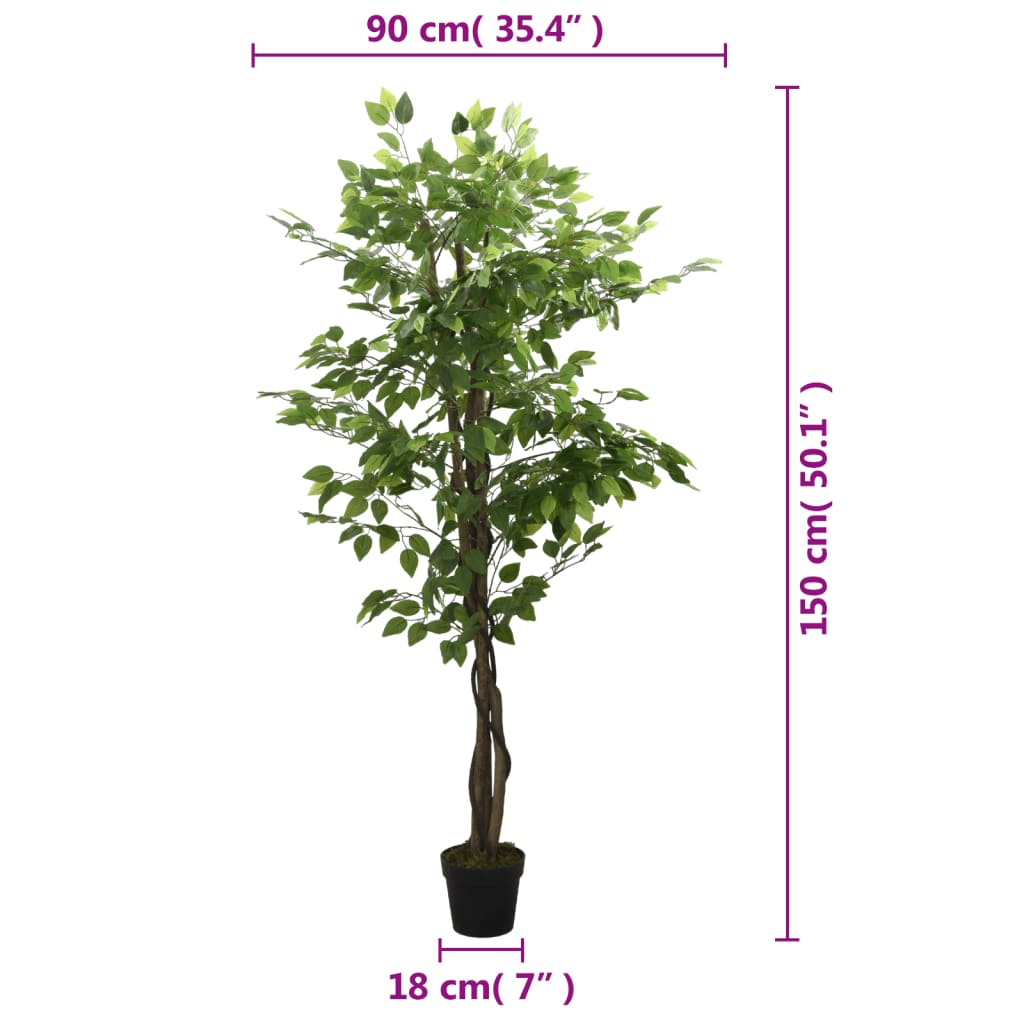 vidaXL Ficusbaum Künstlich 756 Blätter 150 cm Grün