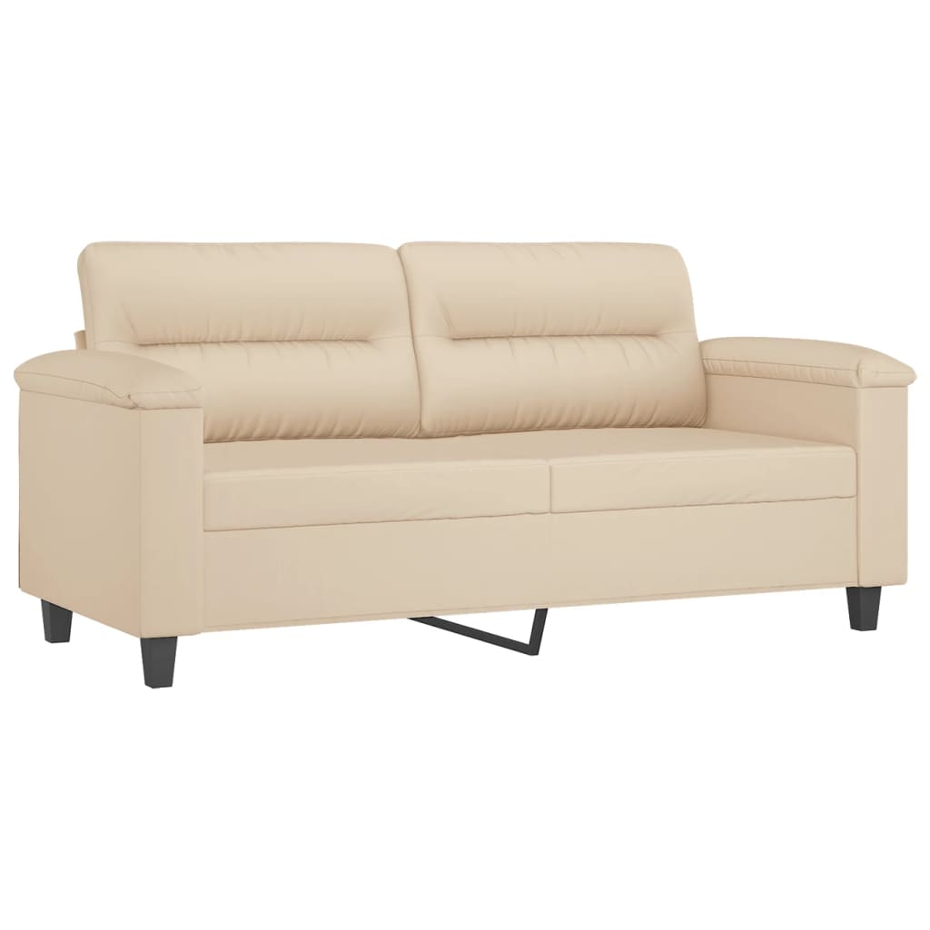 vidaXL 2-Sitzer-Sofa Creme 140 cm Mikrofasergewebe