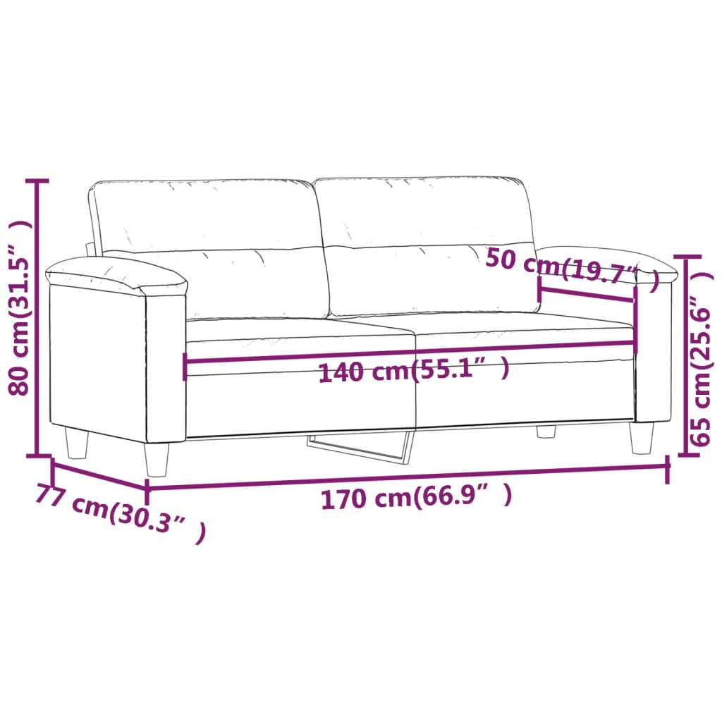 vidaXL 2-Sitzer-Sofa Creme 140 cm Mikrofasergewebe