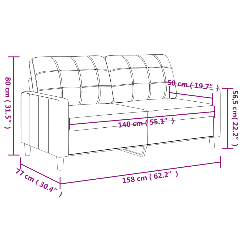 2-Sitzer-Sofa Hellgrau 140 cm Stoff Stilecasa