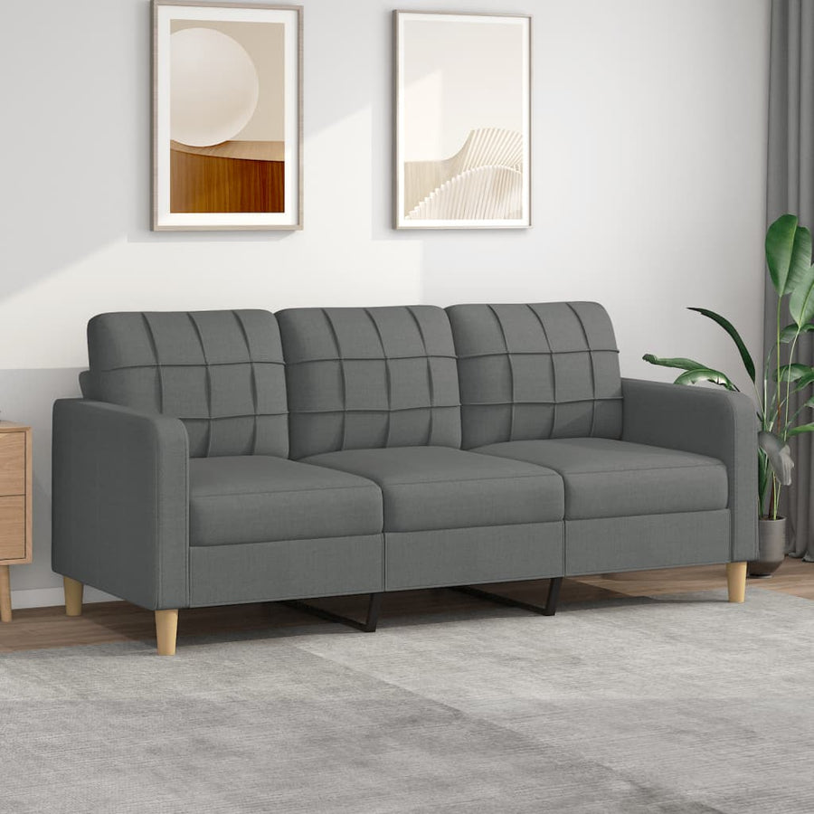 3-Sitzer-Sofa Dunkelgrau 180 cm Stoff Stilecasa