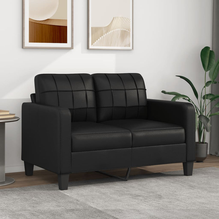 2-Sitzer-Sofa Schwarz 120 cm Kunstleder Stilecasa