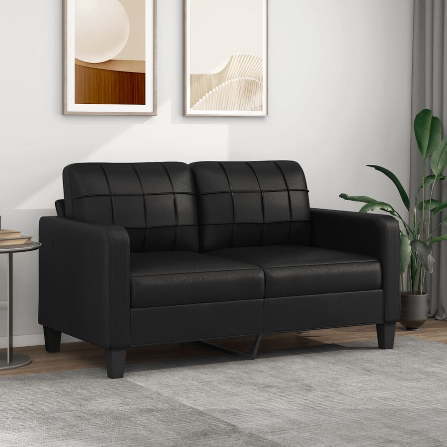 2-Sitzer-Sofa Schwarz 140 cm Kunstleder Stilecasa