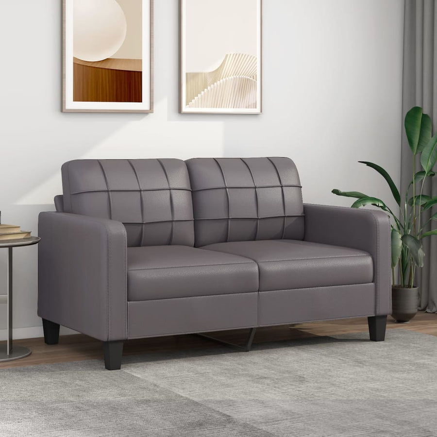 2-Sitzer-Sofa Grau 140 cm Kunstleder Stilecasa