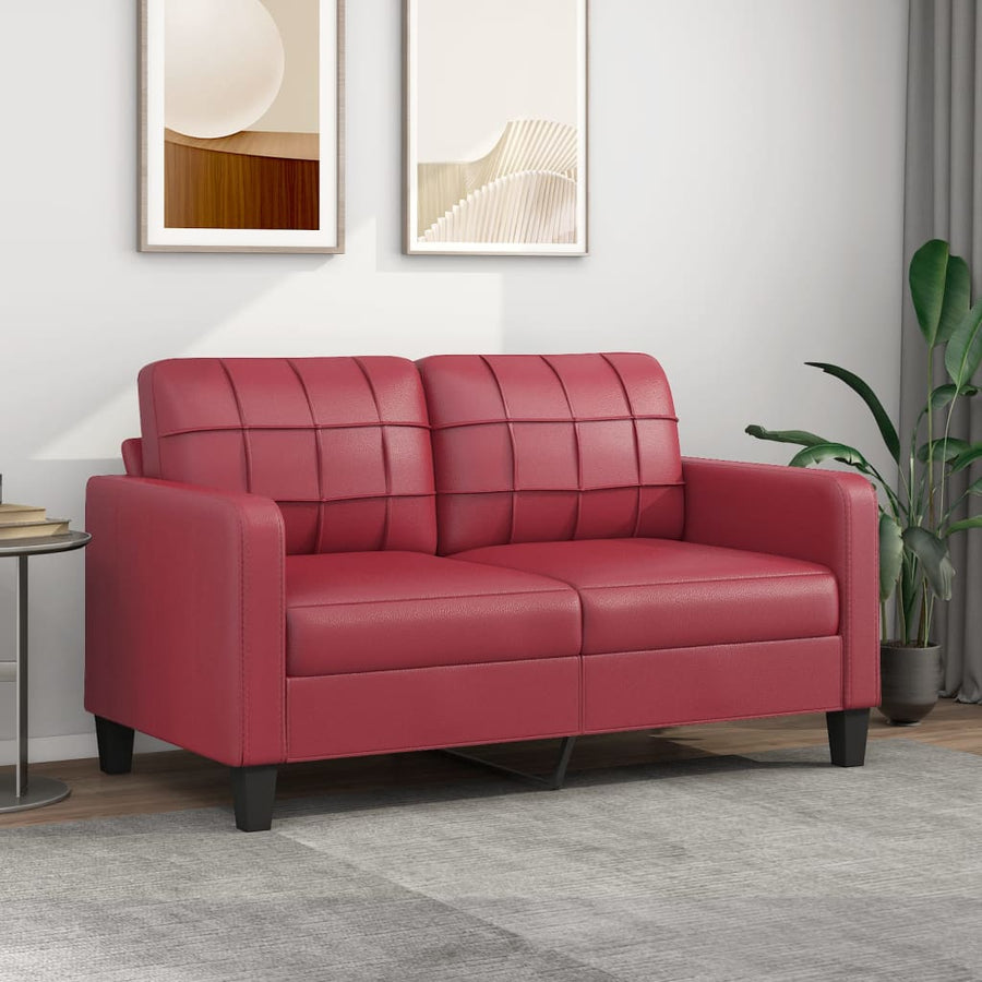 2-Sitzer-Sofa Weinrot 140 cm Kunstleder Stilecasa