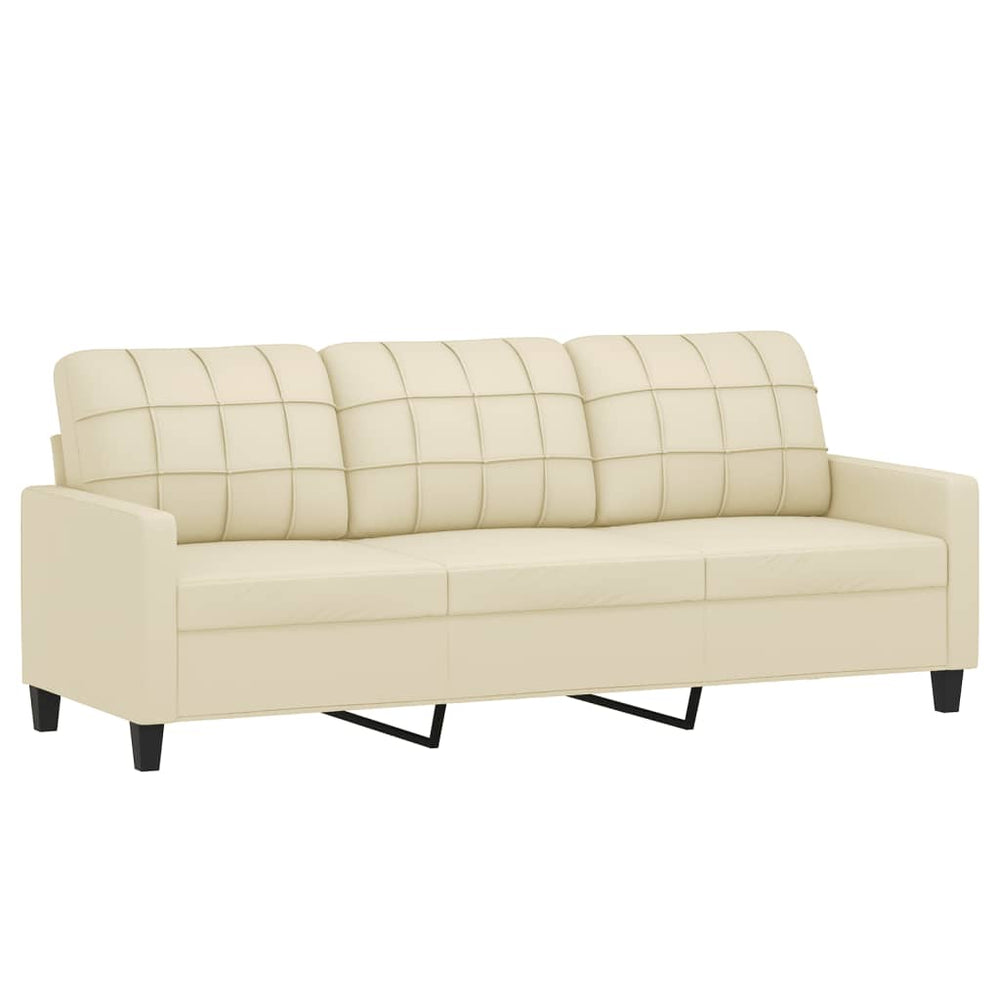 3-Sitzer-Sofa Creme 180 cm Kunstleder Stilecasa