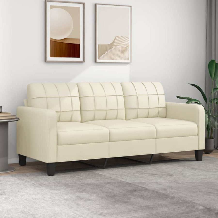 3-Sitzer-Sofa Creme 180 cm Kunstleder Stilecasa