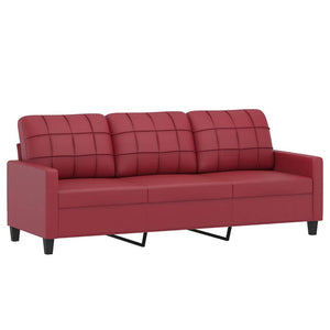 vidaXL 3-Sitzer-Sofa Weinrot 180 cm Kunstleder