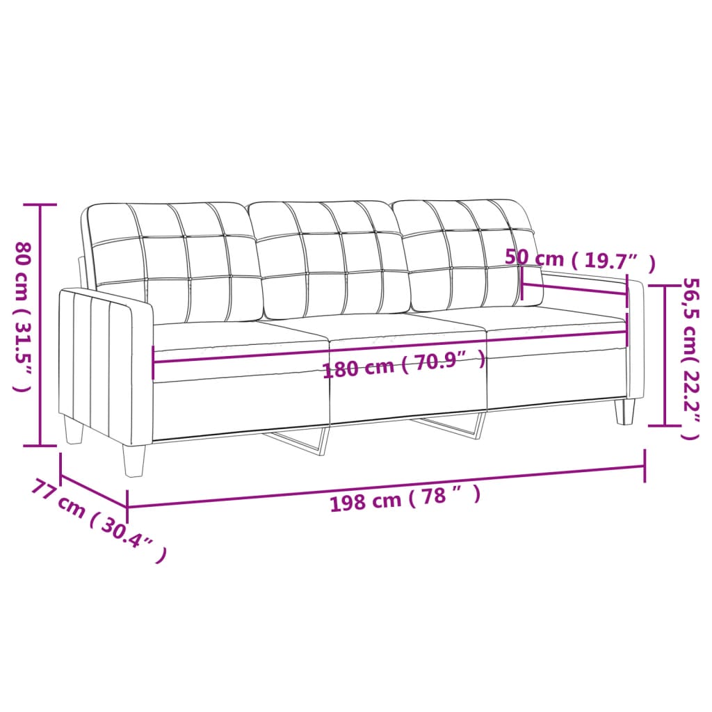 vidaXL 3-Sitzer-Sofa Weinrot 180 cm Kunstleder