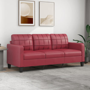 vidaXL 3-Sitzer-Sofa Weinrot 180 cm Kunstleder