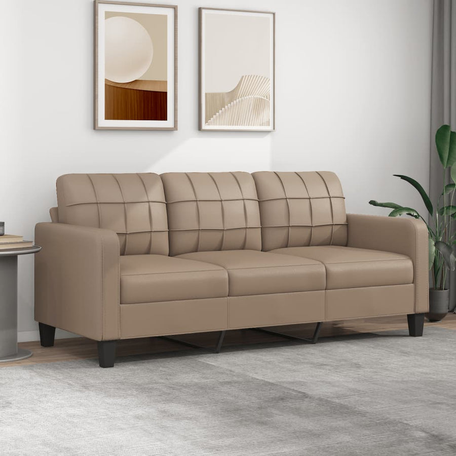 3-Sitzer-Sofa Cappuccino-Braun 180 cm Kunstleder Stilecasa